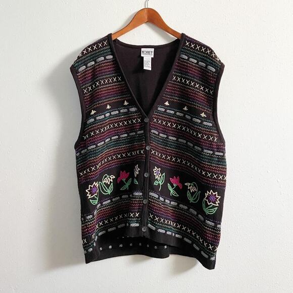 Multi coloured embroidered floral vest - Picture 1 of 4
